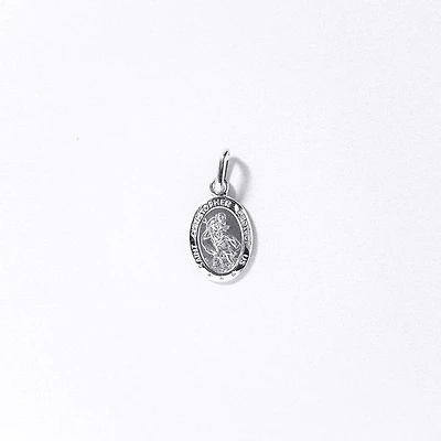 10K White Gold Saint Christopher Medal Charm