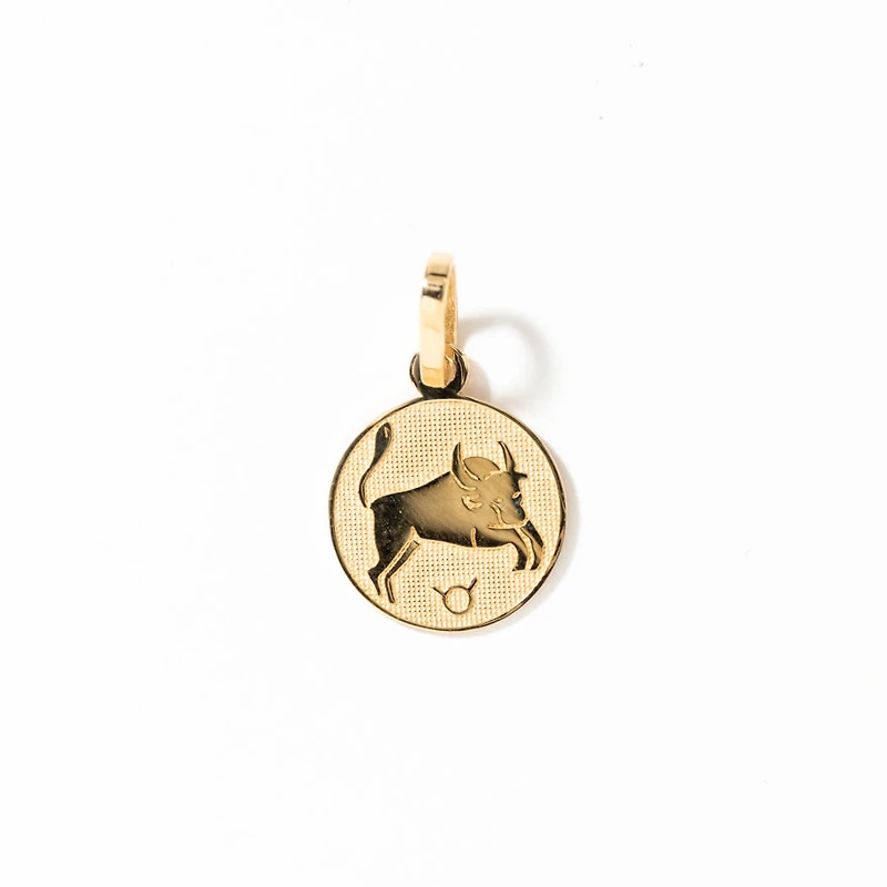 Taurus Charm Pendant in 10K Yellow Gold