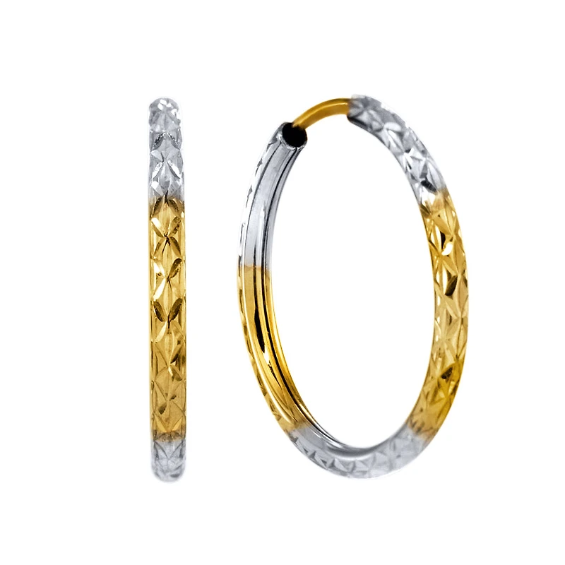Diamond Cut Hoop Earrings in 10K White Gold