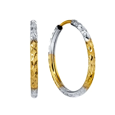 Diamond Cut Hoop Earrings in 10K Yellow Gold