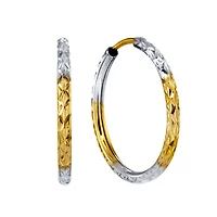 Diamond Cut Hoop Earrings in 10K White Gold