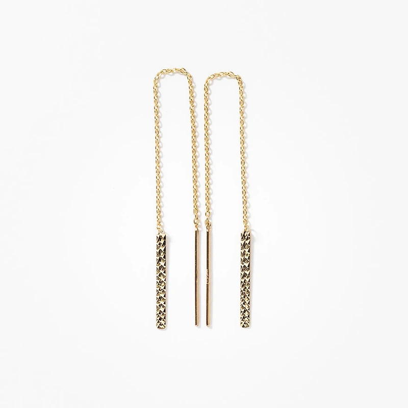 Pull Through Drop Earrings in 10K Yellow Gold
