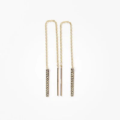 Pull Through Drop Earrings in 10K Yellow Gold