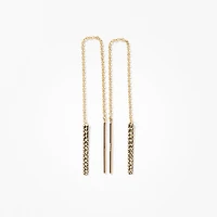 Pull Through Drop Earrings in 10K Yellow Gold