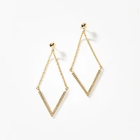 V Shape Drop Earrings in 10K Yellow Gold