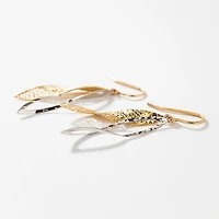 Open Leaf Cutout Drop Earrings in 10K Yellow and White Gold