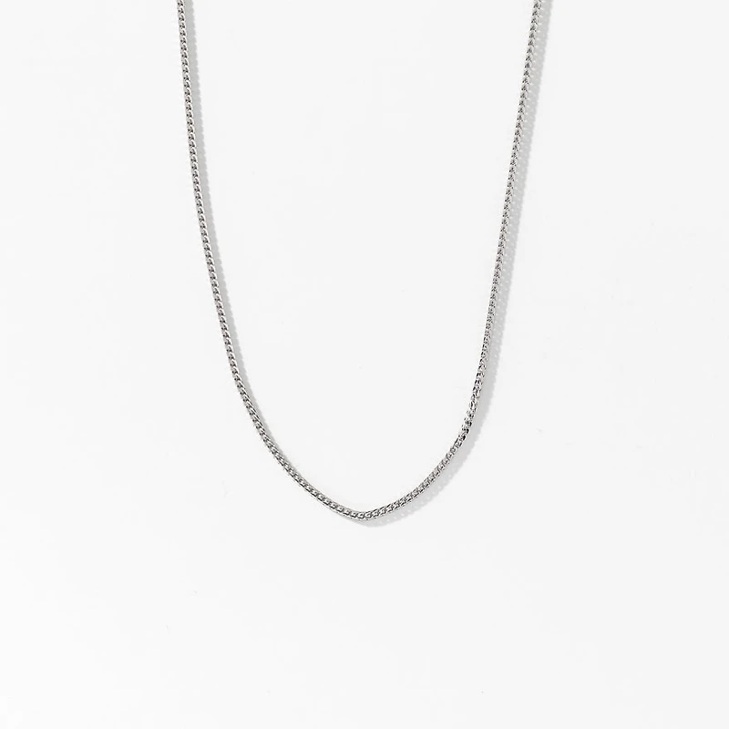 10K Italian White Gold 0.9mm Square Franco Chain (16")