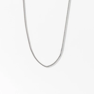 10K Italian White Gold 0.9mm Square Franco Chain (16")
