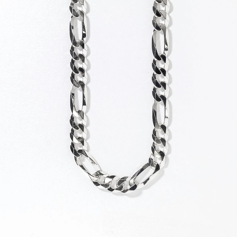 8mm Silver Figaro Chain (24”)