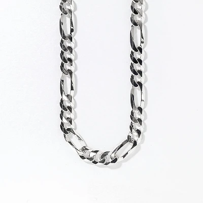 8mm Silver Figaro Chain (24”)