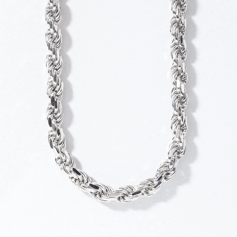 Silver 4.8mm Diamond Cut Rope Chain (24")
