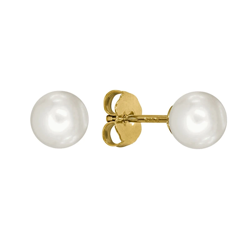 5-5.5mm Pearl Stud Earrings in 14K Yellow Gold
