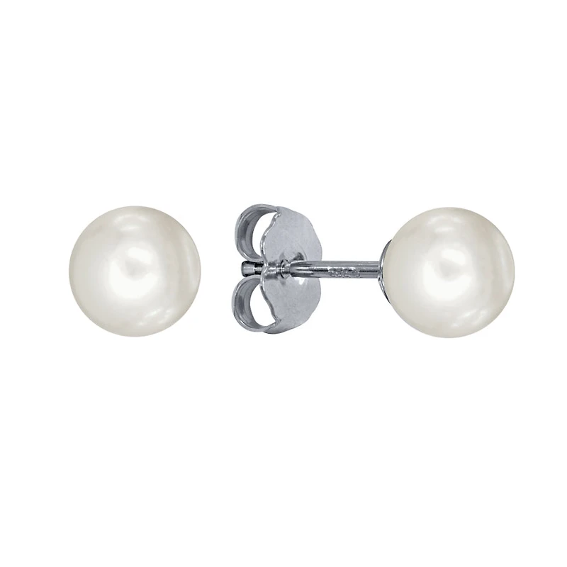 7-7.5mm Pearl Stud Earrings in 14K White Gold