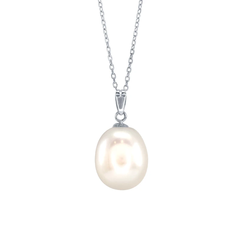 10-11mm Single Pearl Pendant Necklace in 14K White Gold