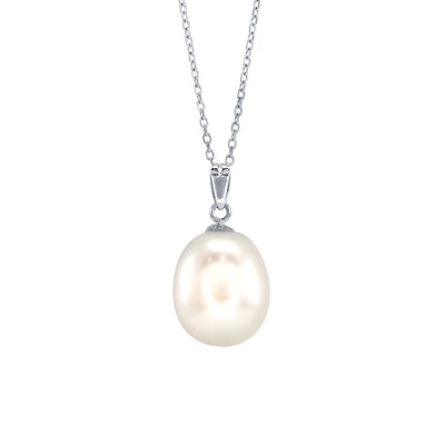 10-11mm Single Pearl Pendant Necklace in 14K White Gold