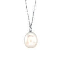 10-11mm Single Pearl Pendant Necklace in 14K White Gold