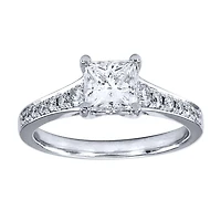 GIA Certified Engagement Ring With One Carat Princess Cut Diamond Cent