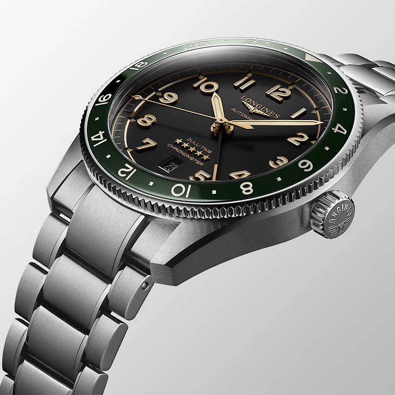 Longines Spirit Zulu Time Green Bezel 42 mm | L3.812.4.63.6