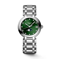 Longines PrimaLuna Moonphase Green Dial 30.5mm Quartz Watch | L8.115.4