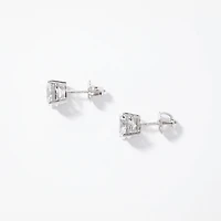 Lab Grown Round Cut Diamond Stud Earrings in 14K White Gold (3.00 ct t