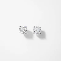 Lab Grown Round Cut Diamond Stud Earrings in 14K White Gold (3.00 ct t