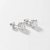 Lab Grown Round Cut Diamond Stud Earrings in 14K White Gold (3.00 ct t