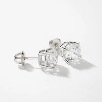 Lab Grown Round Cut Diamond Stud Earrings in 14K White Gold (4.00 ct t