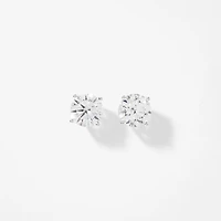 Lab Grown Round Cut Diamond Stud Earrings in 14K White Gold (4.00 ct t