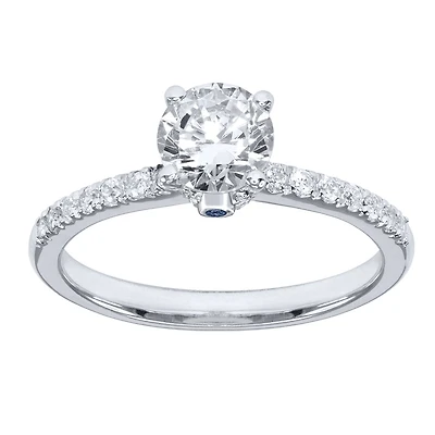 Lumina "Embrace" Ideal Cut Diamond Engagement Ring with Sapphire Accen