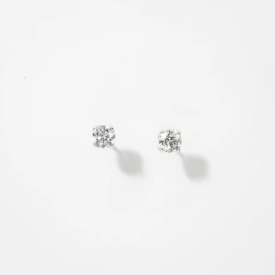Lumina Ideal Cut Diamond Magnolia Solitaire Earrings in 18K White Gold