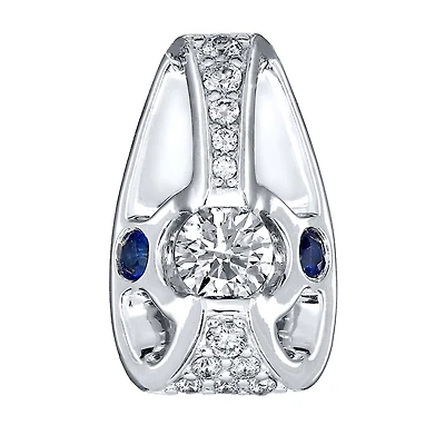 Lumina Ideal Cut Diamond and Sapphire 18K Pendant in White Gold (0.43c