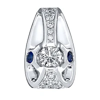 Lumina Ideal Cut Diamond and Sapphire 18K Pendant in White Gold (0.43c