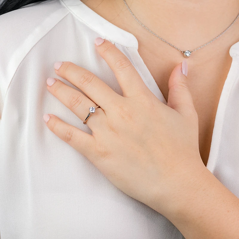 Lumina Ideal Cut Diamond Magnolia Solitaire Engagement Ring 18K Whi