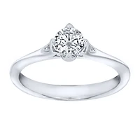 Lumina Ideal Cut Diamond Magnolia Solitaire Engagement Ring 18K Whi