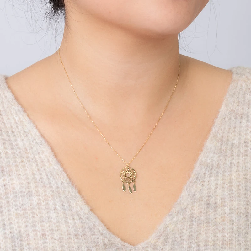 Dreamcatcher Pendant Necklace in 10K Yellow Gold