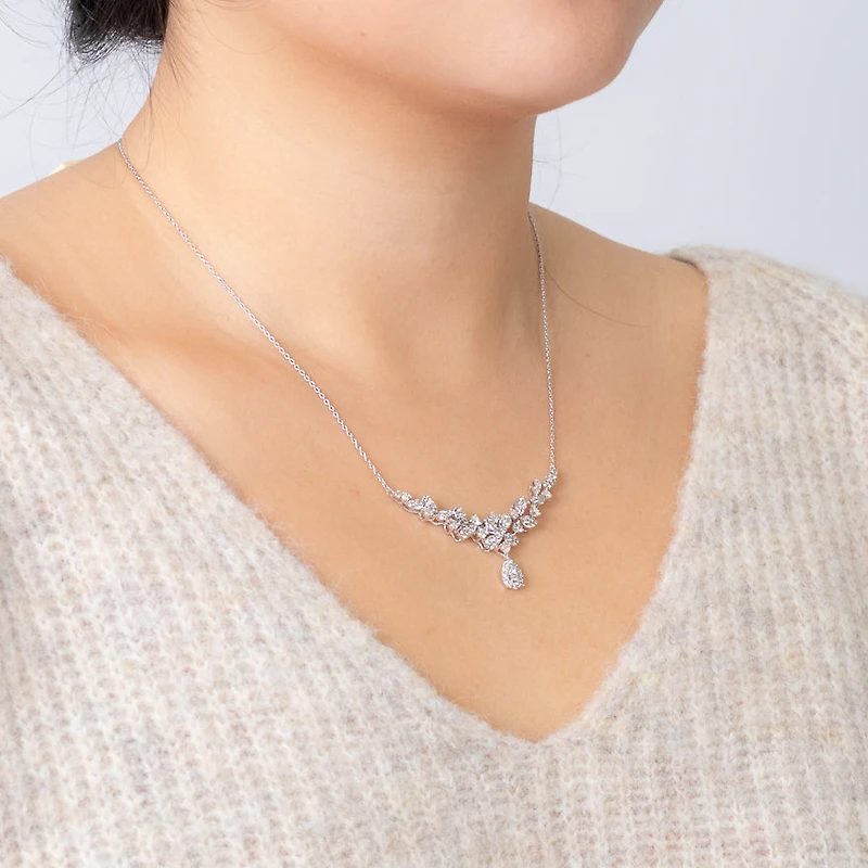 Pear Drop Diamond Necklace in 10K White Gold (2.00 ct tw)