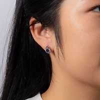 Pear Shape Sapphire and Diamond Earrings in 10K White Gold