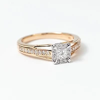 Princess Cut Diamond Engagement Ring 10K Yellow and White Gold (0.3