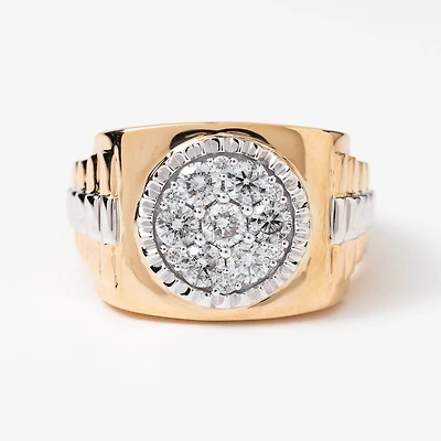Men’s Diamond Cluster Ring 10K Yellow and White Gold (1.00ct tw)