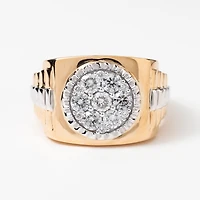 Men’s Diamond Cluster Ring 10K Yellow and White Gold (1.00ct tw)