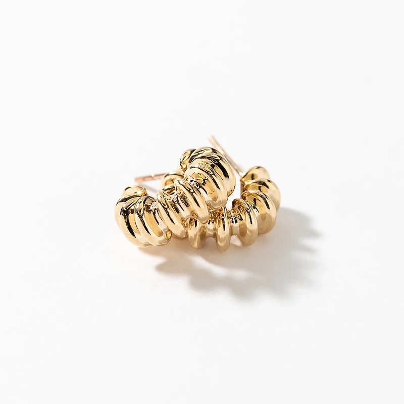 Bar Hoop Earrings In 10K Yellow Gold