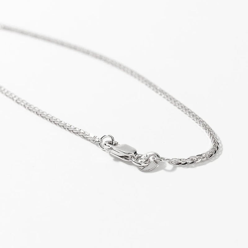 10K White Gold Square 1.00mm Wheat Chain (18")