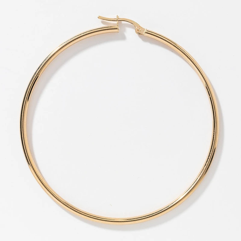50mm Tube Hoop Earrings in 10K Yellow Gold