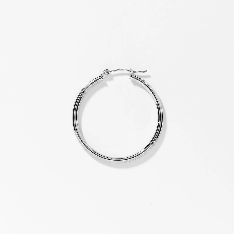 30mm Tube Hoop Earrings in 10K White Gold