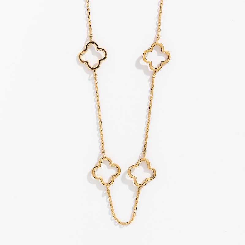 Open Flower Necklace in 10K Yellow Gold