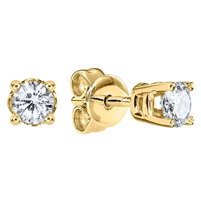 Solitaire Diamond Stud Earrings in 14K Yellow Gold ( ct tw