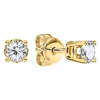 Solitaire Diamond Stud Earrings in 14K Yellow Gold ( ct tw