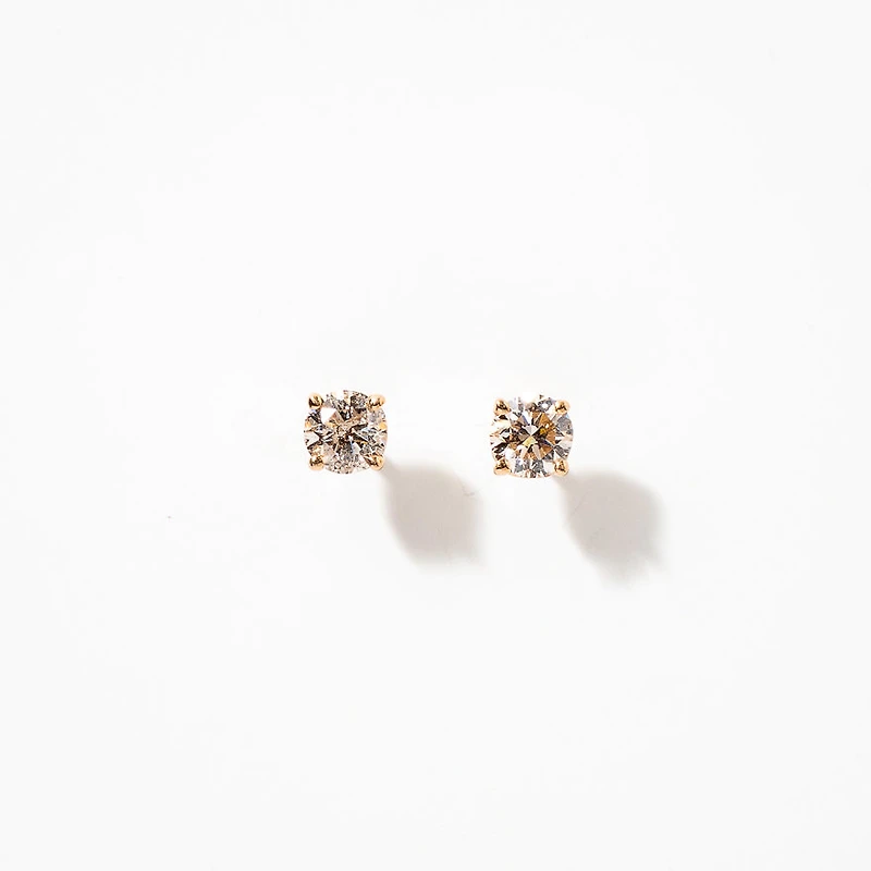 Solitaire Diamond Stud Earrings in 14K Yellow Gold (0.25 ct tw)