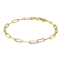 10K Yellow Gold Paper Clip Bracelet 3mm/7.5"