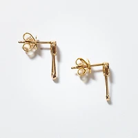 Diamond Safety Pin Earrings in 10K Yellow Gold (0.09 ct tw)